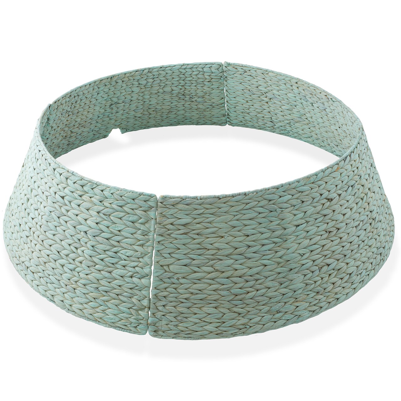 Casafield Christmas Tree Collar, Woven Water Hyacinth Tree Base Cover with Cord Cut Out